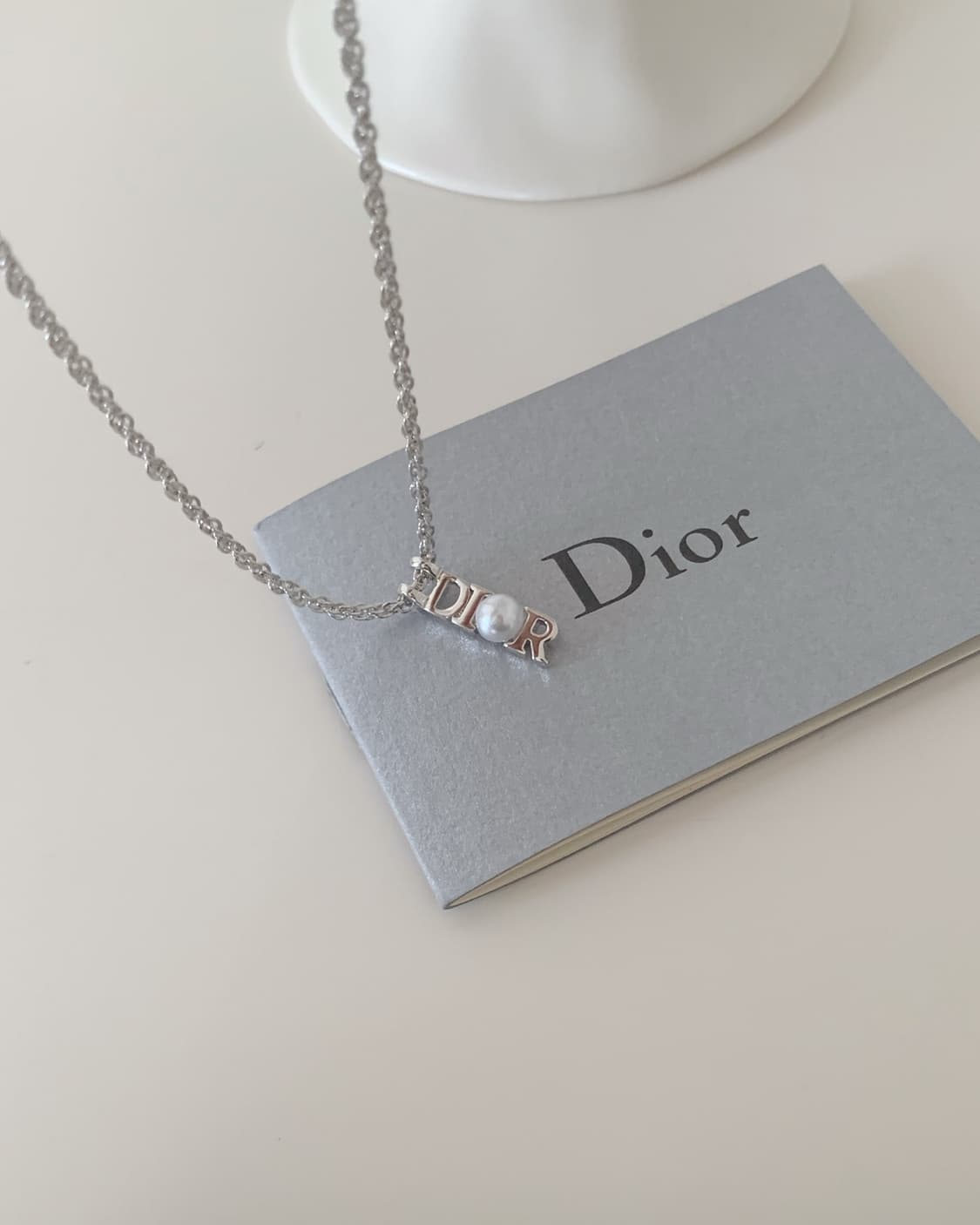 [ 디올 ] 빈티지 디올 실버 로고 진주 목걸이 상품이미지3
