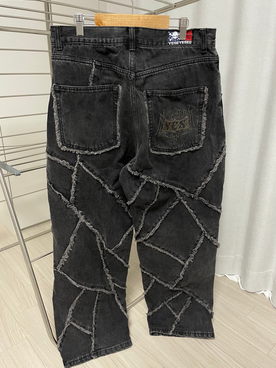 [M] 예스아이씨 x 인세인 개러지 와이드 모터 흑청데님 팬츠 상품이미지4