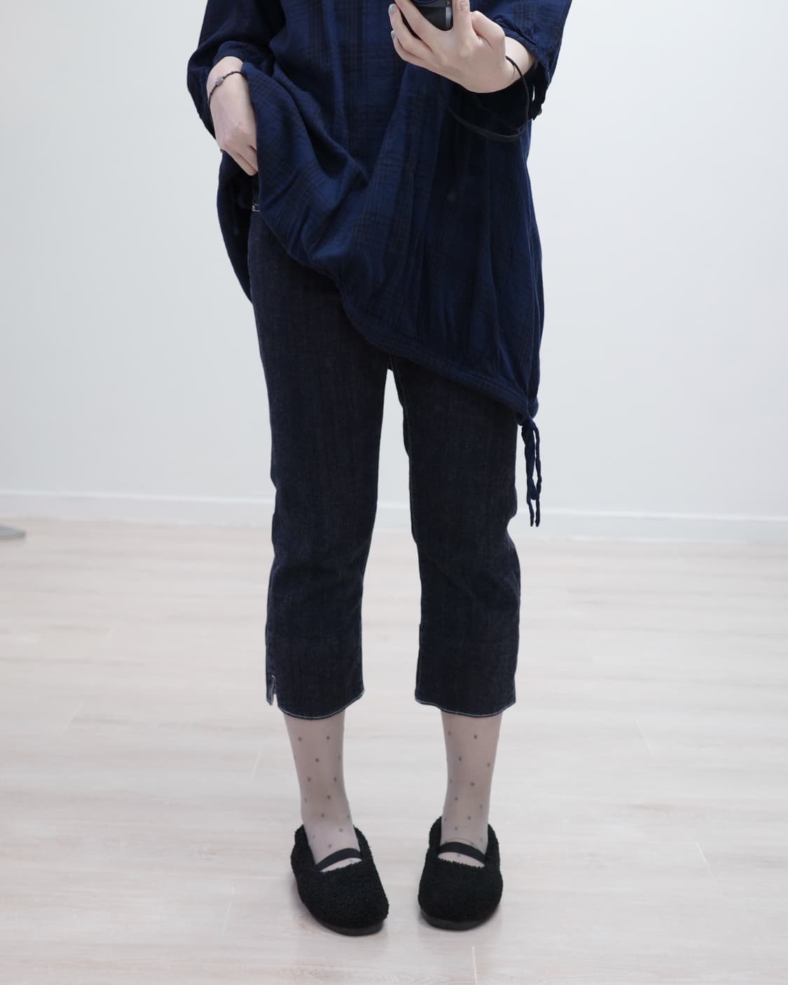 Denim check capri pants 상품이미지5