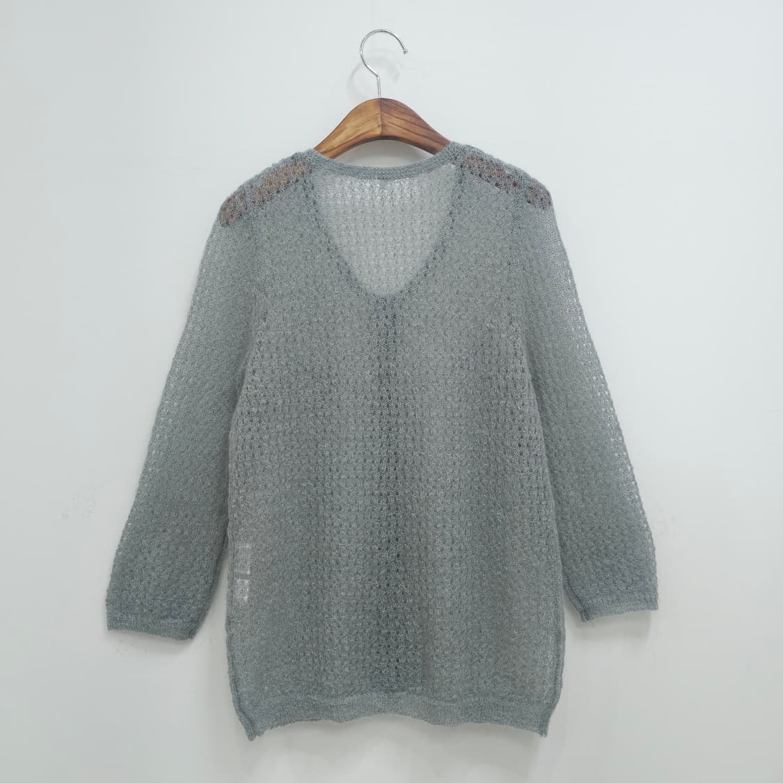 모헤어 혼방 레이스 펀칭 시스루 가디건 상품이미지2