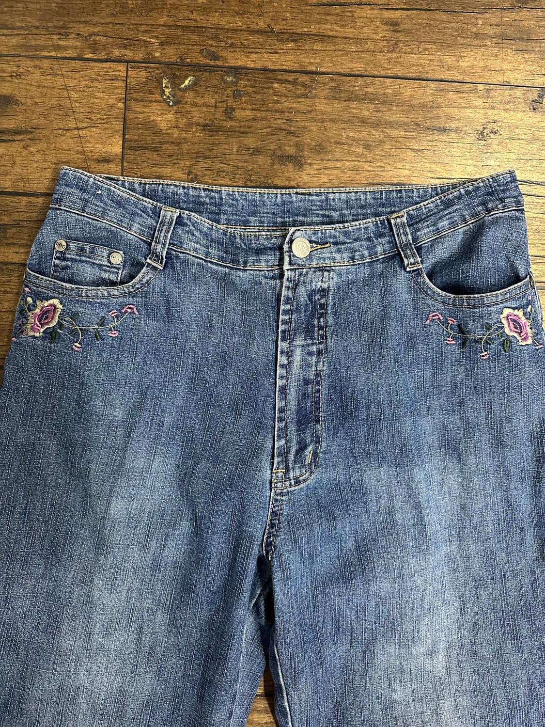 Y2K 플라워 자수 부츠컷 데님 팬츠 30 SHYGER JEANS 상품이미지5