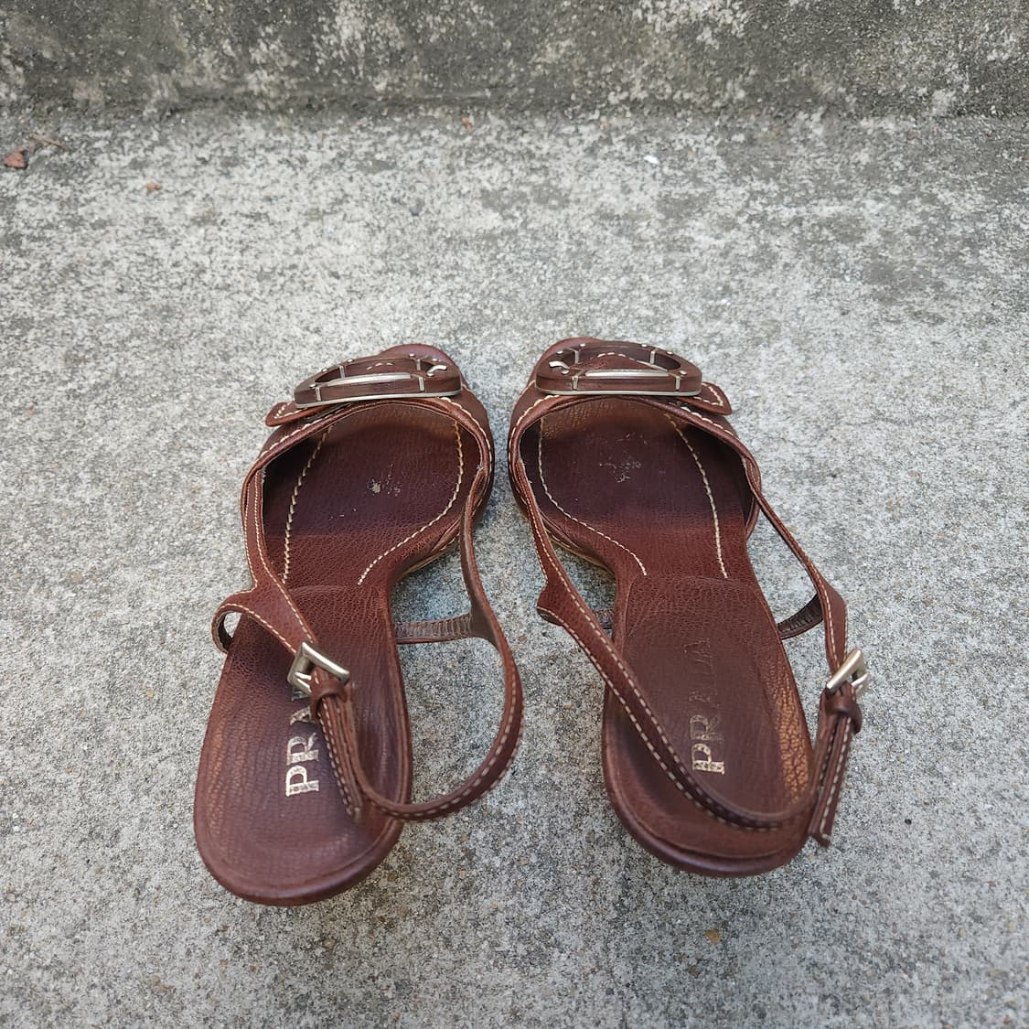 [37] Prada 브라운 다임 말론 레더 샌들 슈즈 (240) 상품이미지6