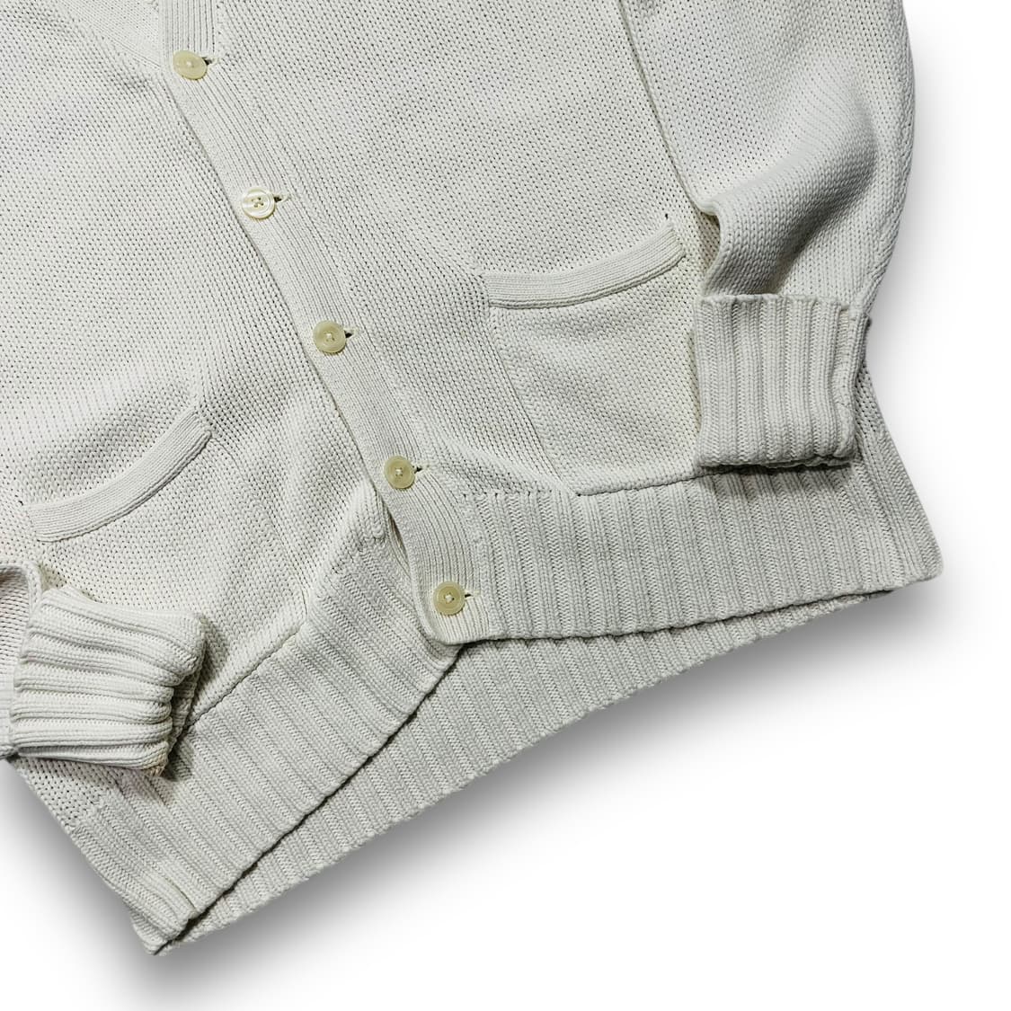 폴로 랄프로렌 90s 딥 화이트 미니멀 코튼 가디건 상품이미지4