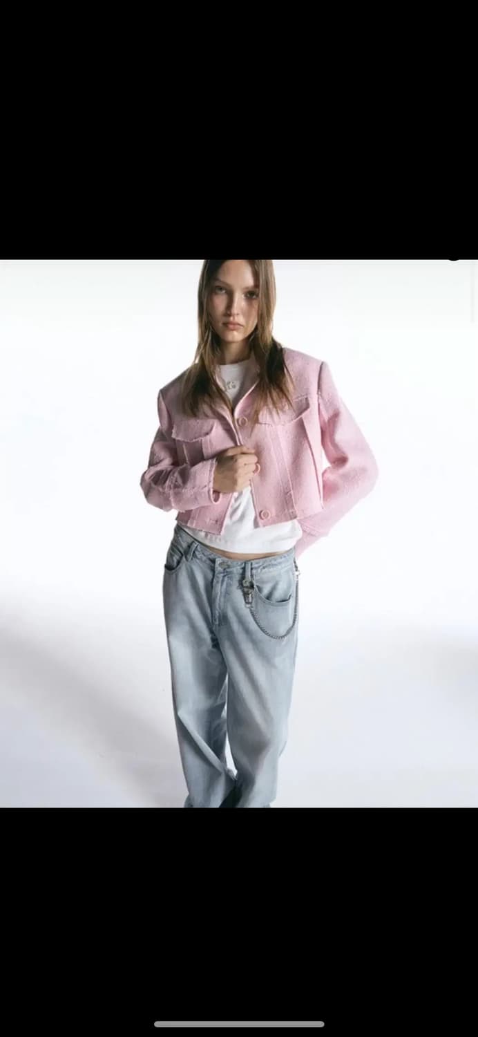 인사일런스우먼 트위드 트러거 자켓 핑크 s 상품이미지4