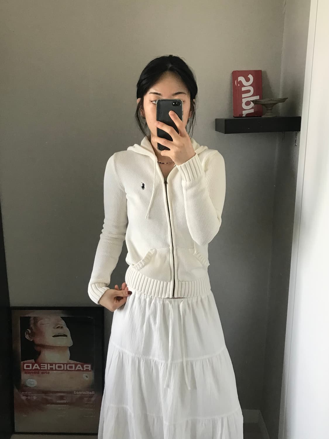 대장급 폴로 랄프로렌 포니 로고 화이트 니트 후드집업 상품이미지2