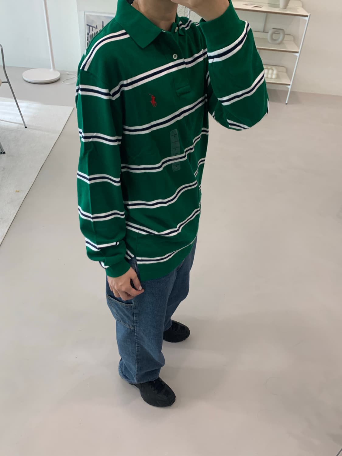 폴로 랄프로렌 스트라이프 긴팔 카라티 그린 S,M,L 상품이미지4