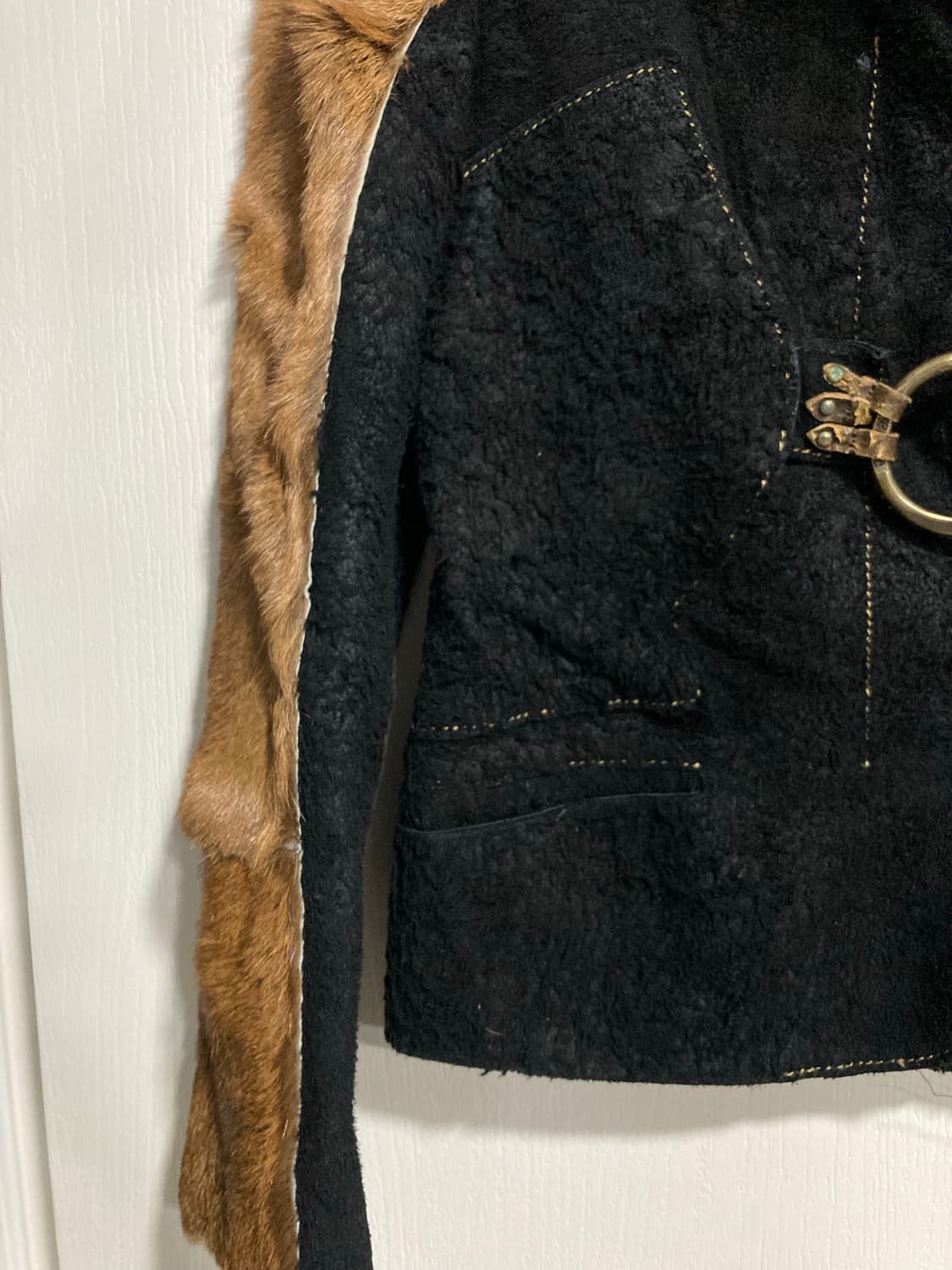 2000s 저스트 까발리 러프 레더 퍼 자켓 상품이미지7