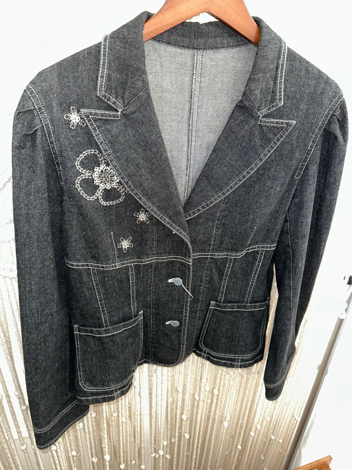 단추 자수 데님 자켓 상품이미지4