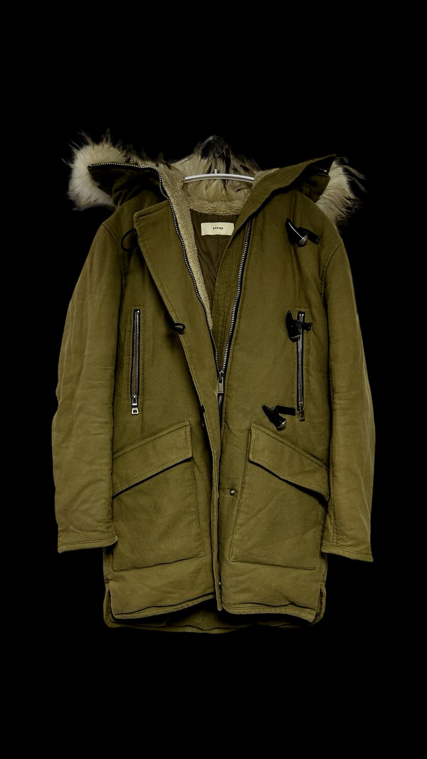 시스템 올리브 그린 퍼 파카 상품이미지1