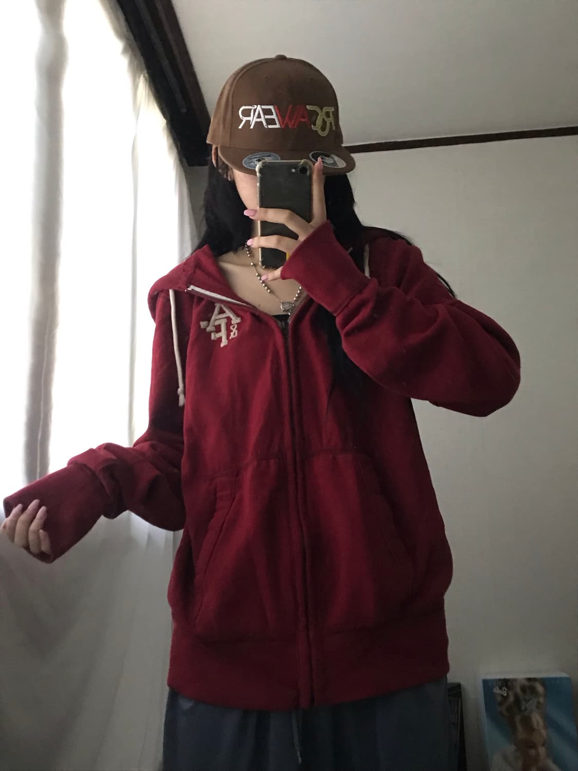 아베크롬비 딥레드 후드집업 상품이미지1