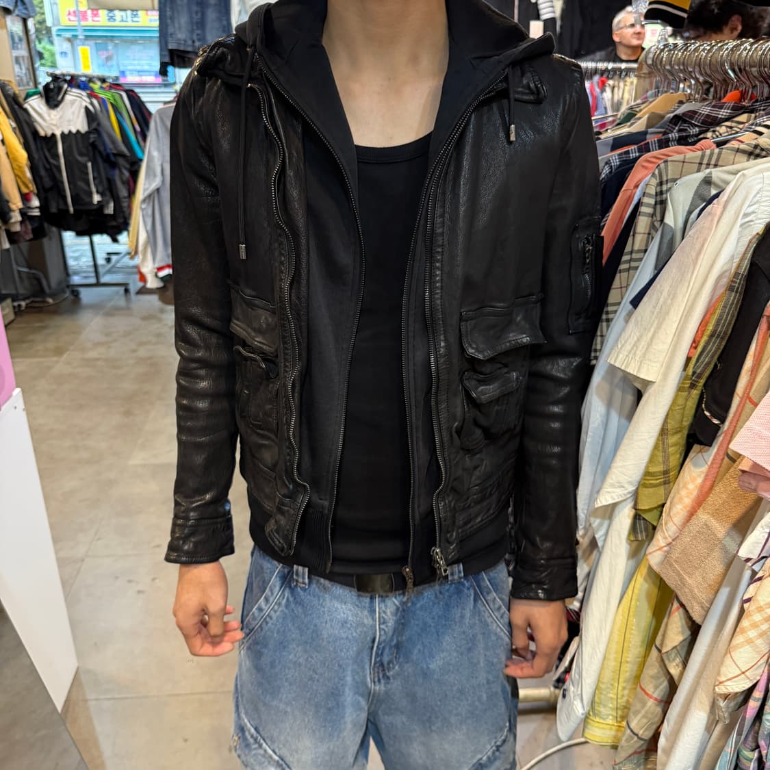 닐바렛 디테일 물소가죽 자켓 상품이미지2