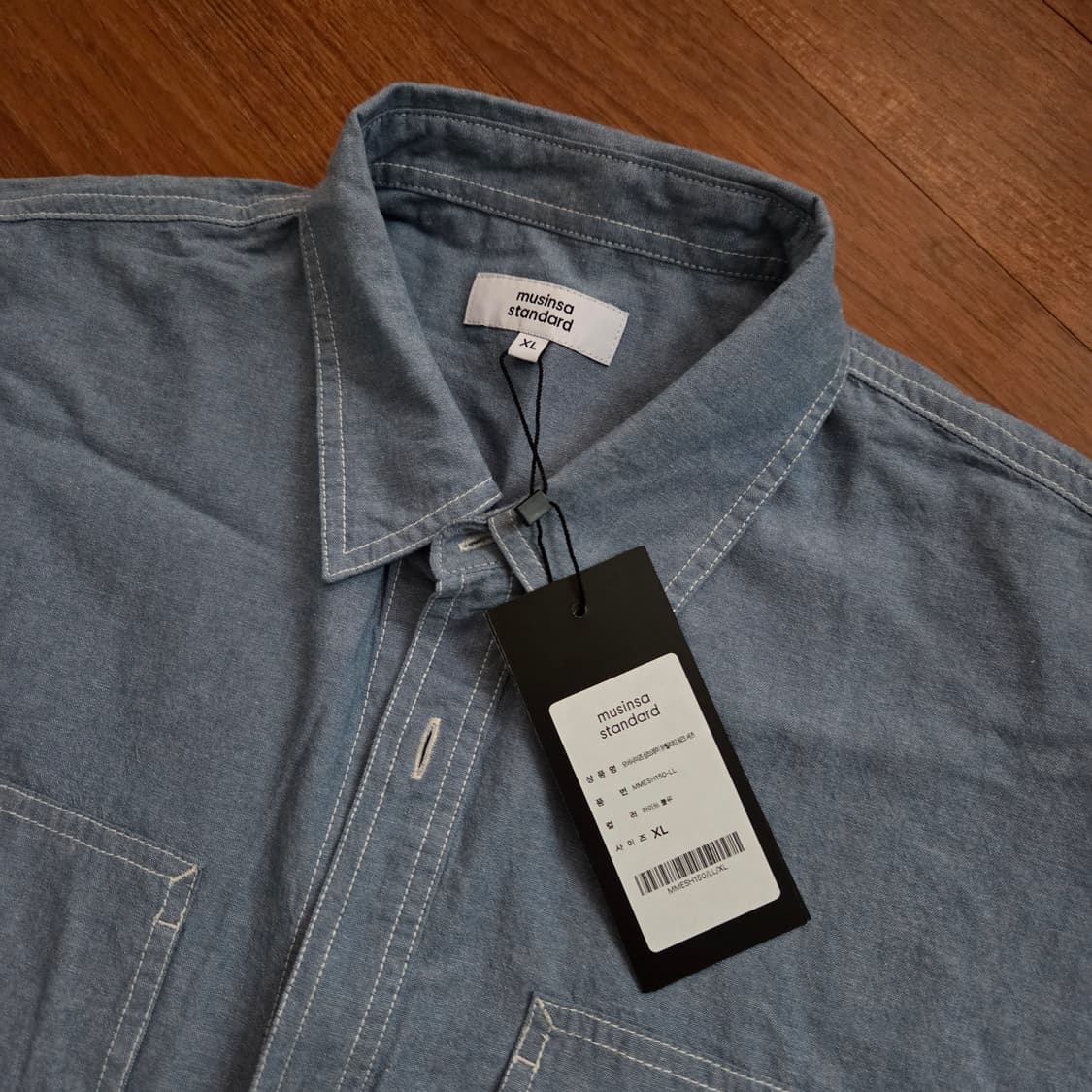 무탠다드 오버사이즈 샴브레이 유틸리티 워크 셔츠 라이트 블루 XL사이즈 상품이미지2