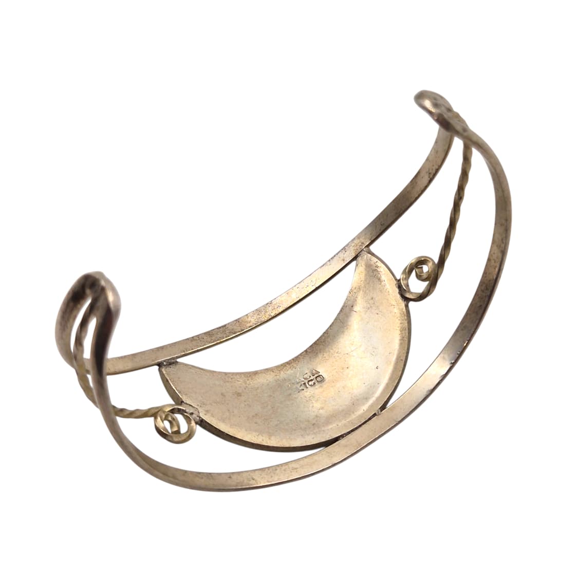 80s 멕시코 알파카 초승달 자개&터키석 뱅글 상품이미지4