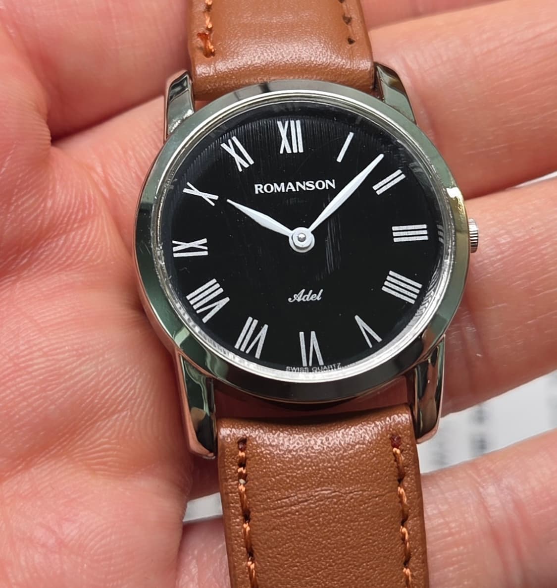빈티지 로만손 아델 블랙로만 슬림쿼츠 드레스워치 여성용 상품이미지7