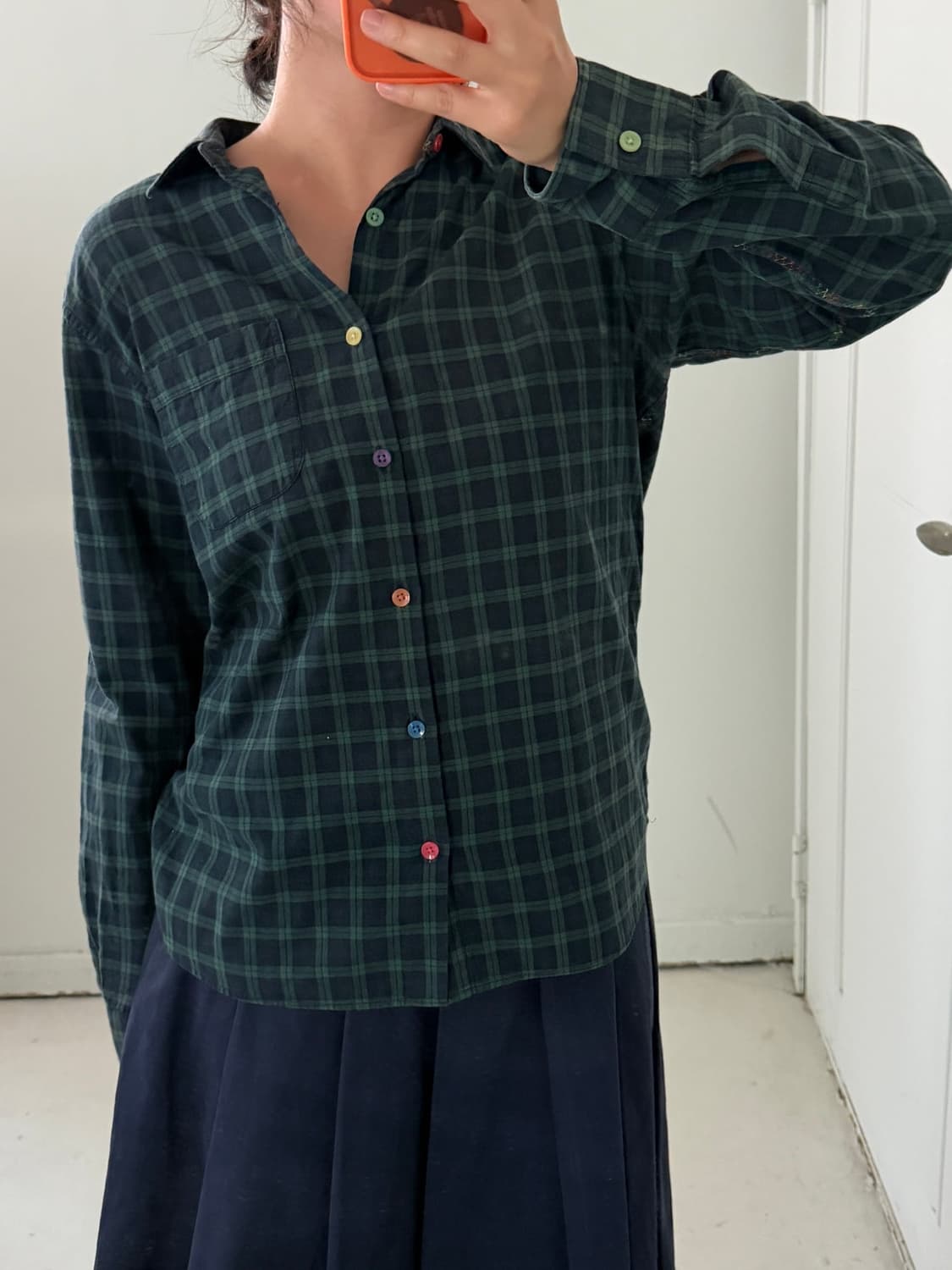 Beams 빔즈 컬러 스티치 체크셔츠 상품이미지5