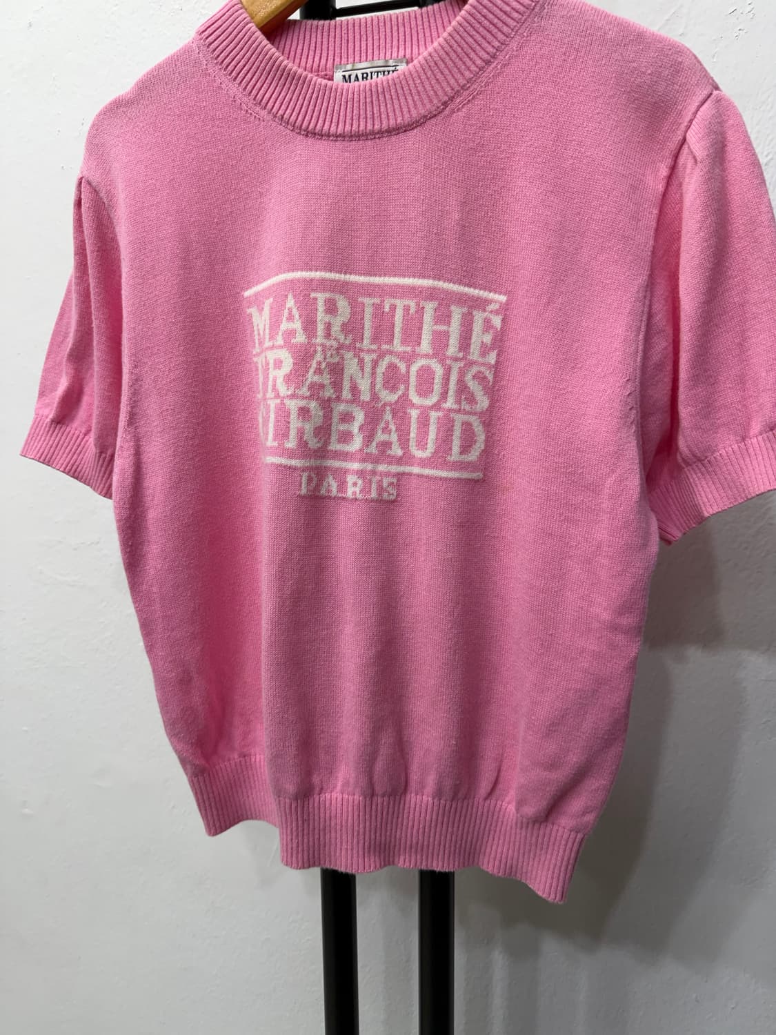 정품) 마리떼프랑소와저버 핑크 반팔 니트 OS 상품이미지3