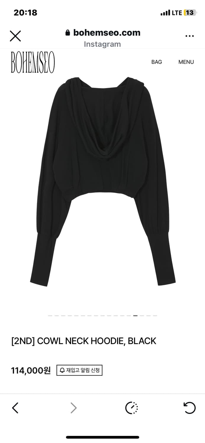 보헤미안서울 카울 넥 후드 블랙 상품이미지6