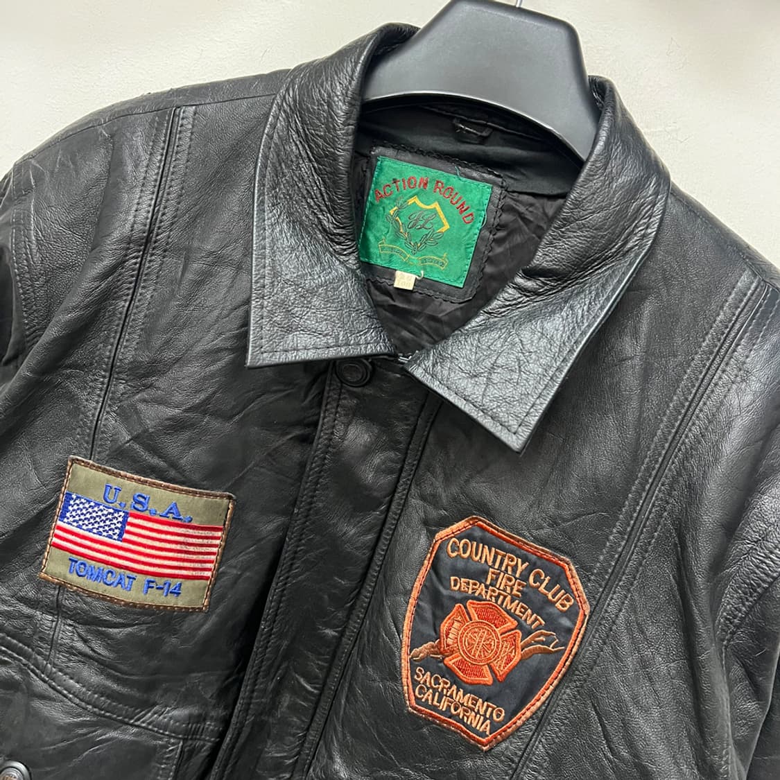 VTG 빈티지 패치 램스킨 양가죽 라이더 자켓 100 상품이미지4