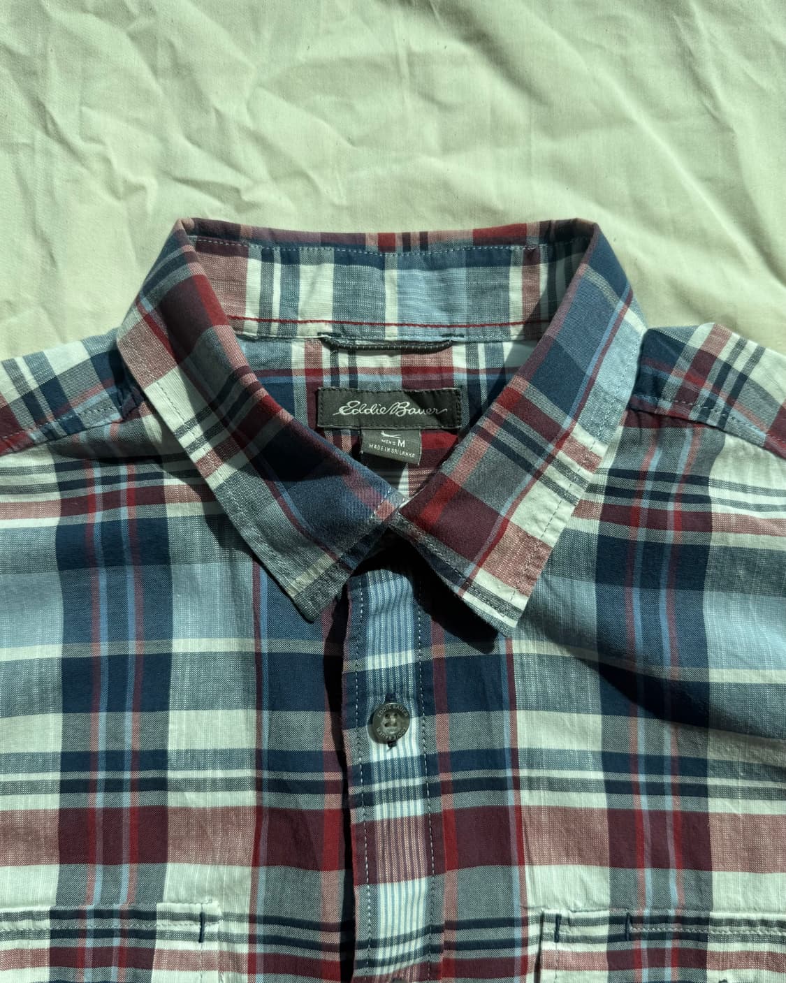 에디바우어 블루 체크 반팔 셔츠 상품이미지1