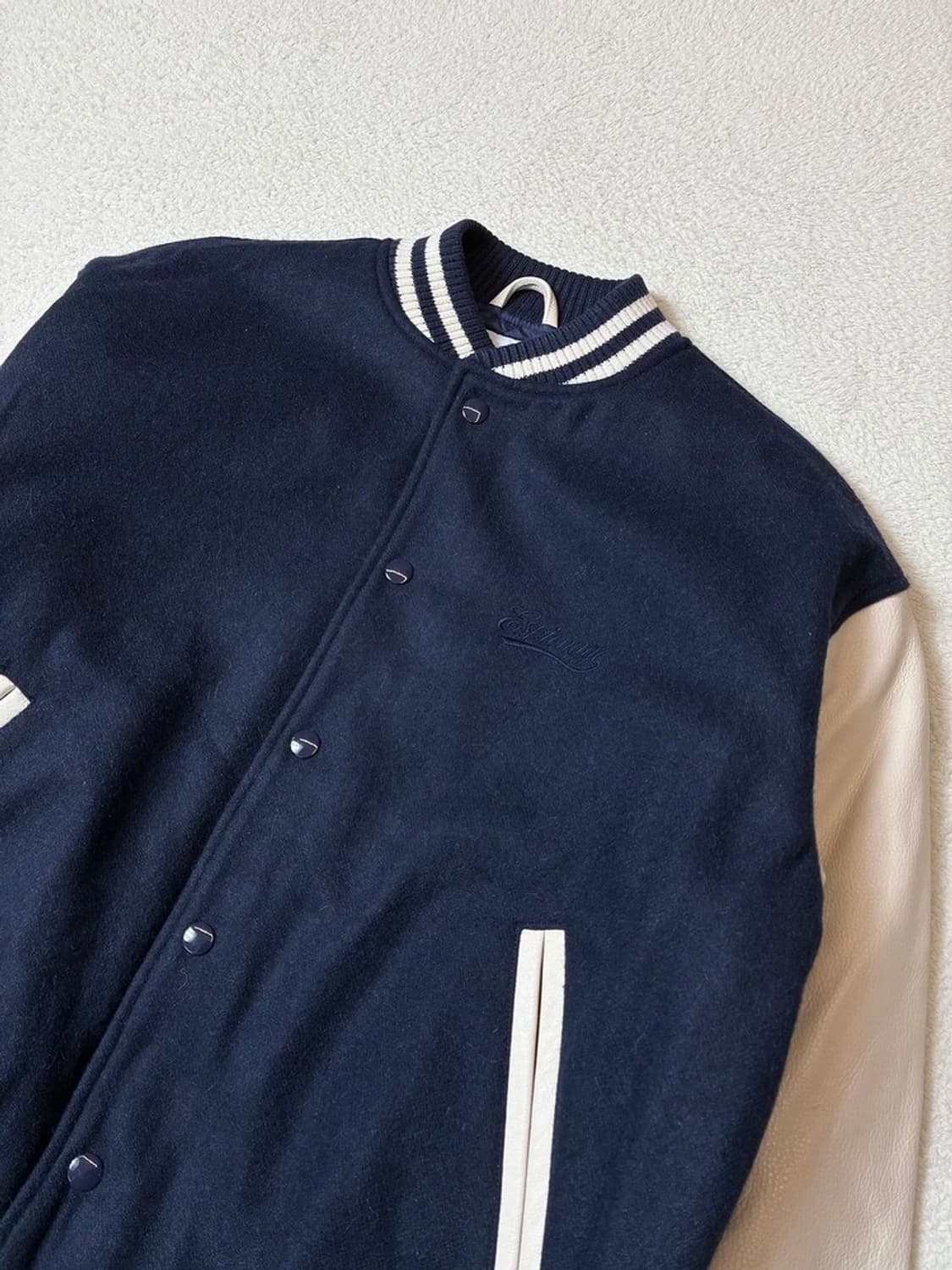 에스피오나지 AW 스탠다드 소가죽 배색 바시티 자켓 PN7933 상품이미지3