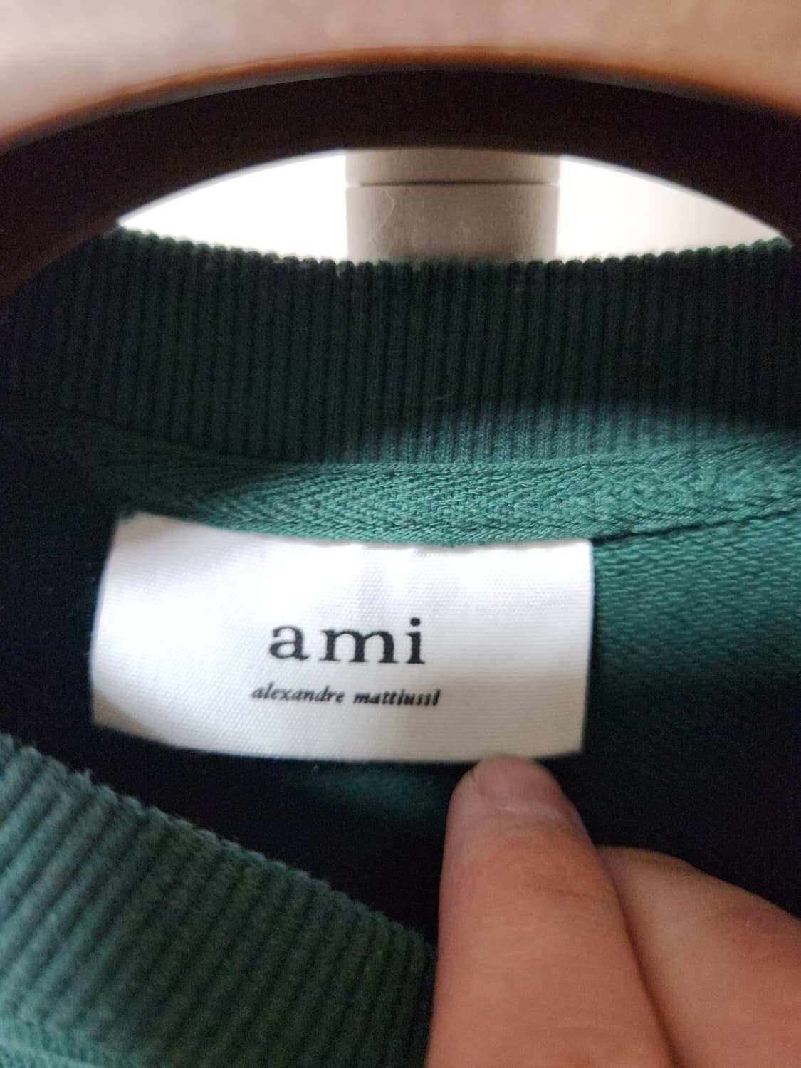 아미 그린 오버핏 크롭 맨투맨 100-105 상품이미지4