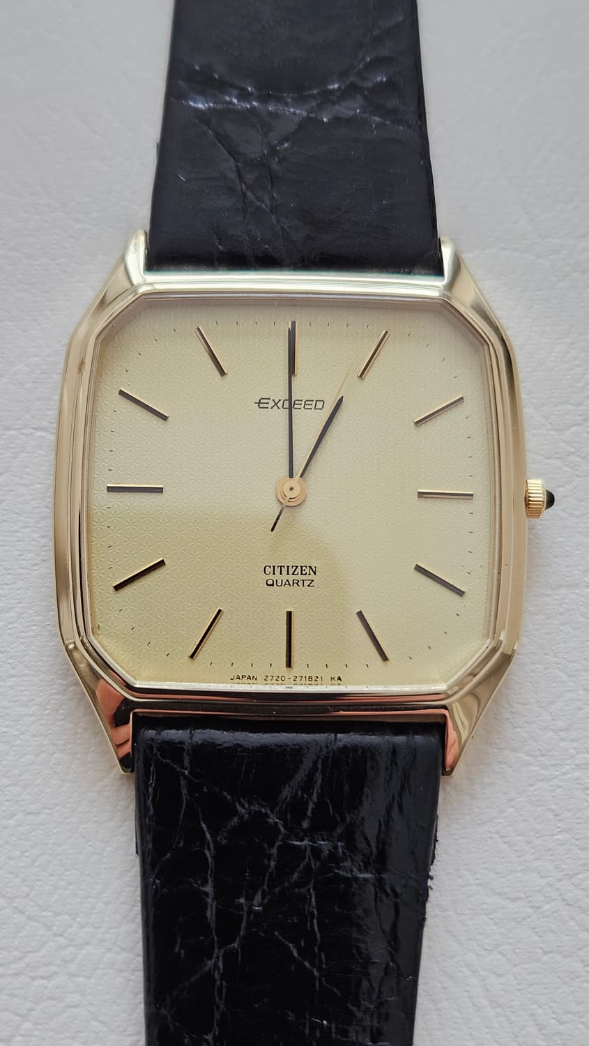 빈티지 시티즌 익시드 골드 가죽 시계 상품이미지1