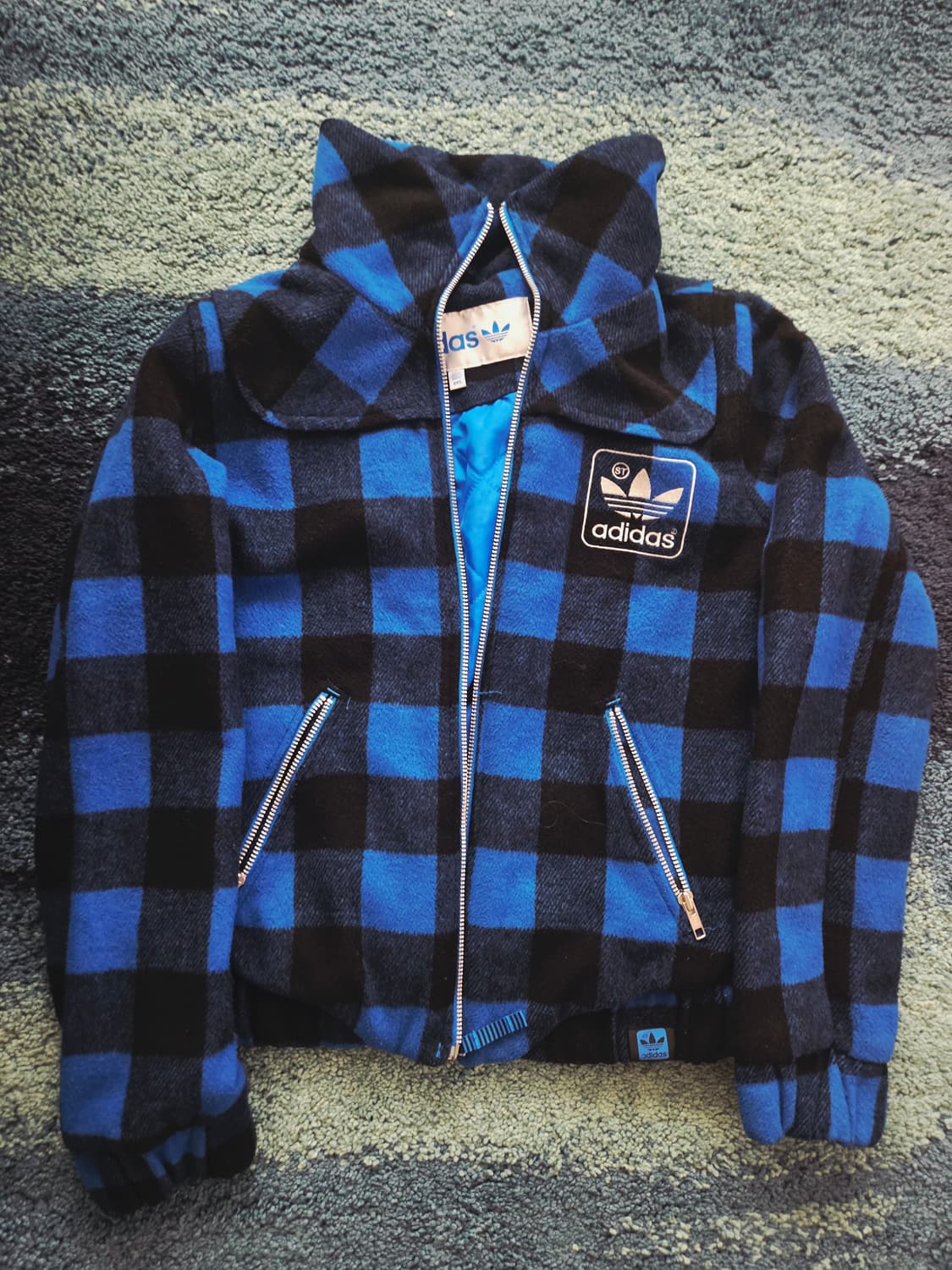 아디다스 체크 울 모직 자켓 95사이즈 상품이미지1