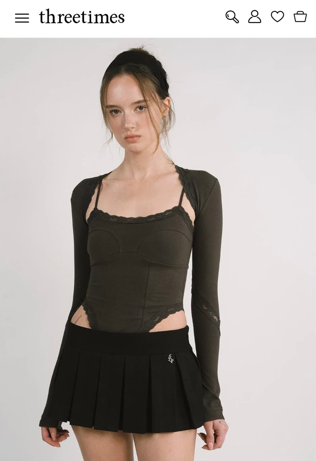 구해요)쓰리타임즈 에블린 탑 브라운 상품이미지1