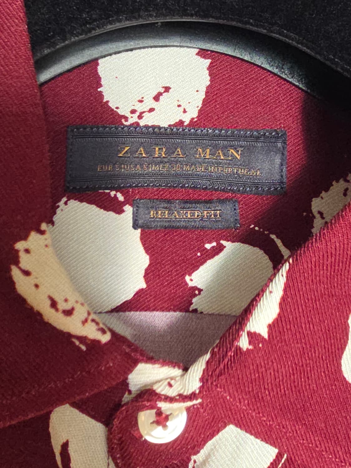 [s] ZARA 자라 폴카닷 도트 패턴 버건디 비스코스 셔츠 상품이미지3