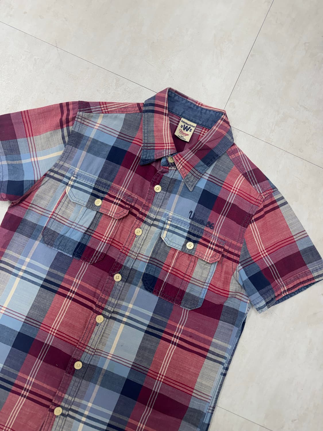 •Vintage  언더우드 슬림핏 체크반팔셔츠 상품이미지2