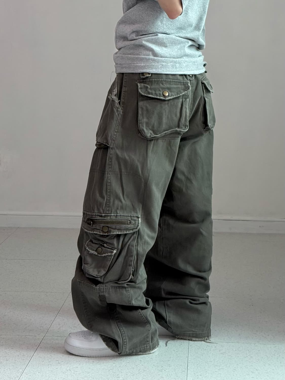 빈티지 카키 체인지 카고팬츠 상품이미지3