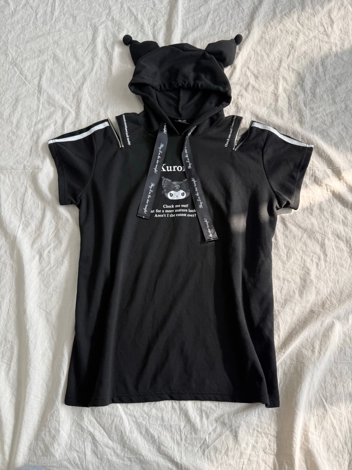 산리오 쿠로미 오버핏 후드 반팔 상품이미지2