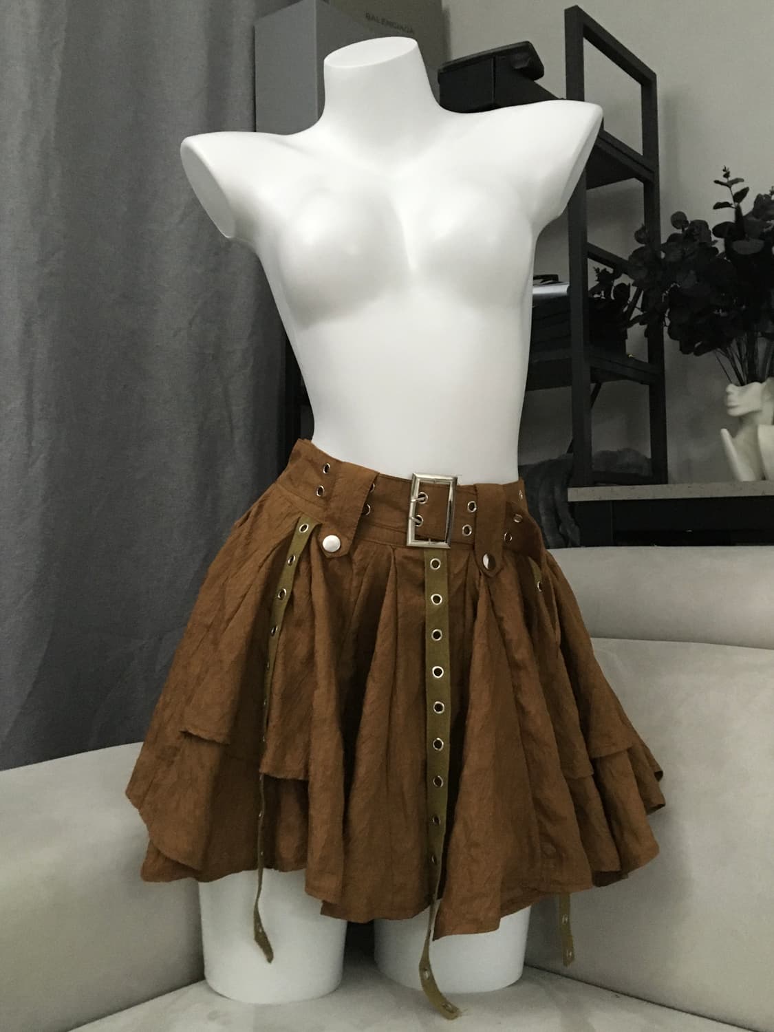 ༒ vintage brown belt skirt 상품이미지1