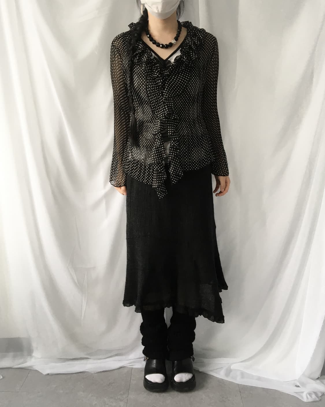 Ruffle point pleats dot pattern blouse 상품이미지5