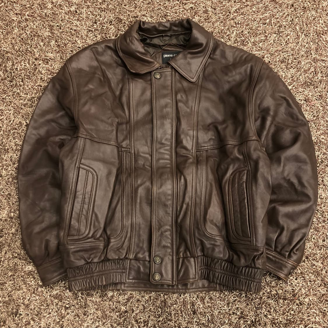 피에르가르뎅 양가죽 봄버 브라운 레더 가죽 자켓 상품이미지1