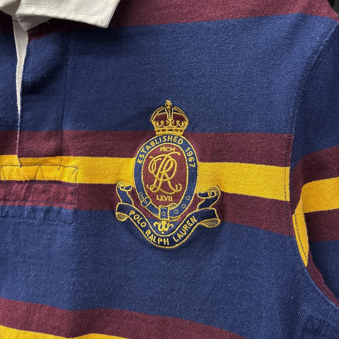 90s 폴로 랄프로렌 크라운 크레스트 스트라이프 럭비셔츠 N929 상품이미지5