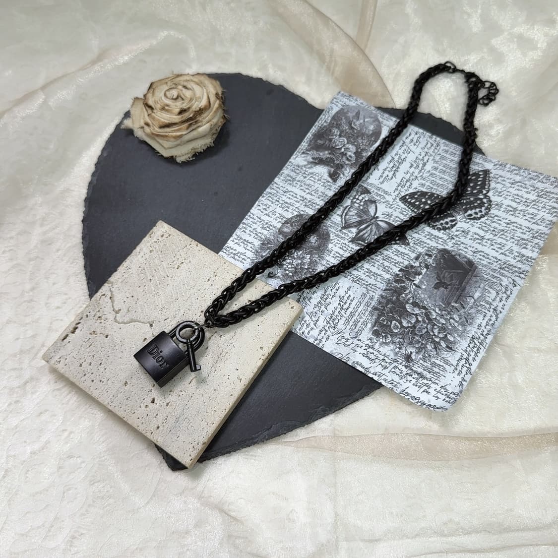 빈티지 고딕  디자인 열쇠와 자물쇠 용골 사슬 목걸이 상품이미지2