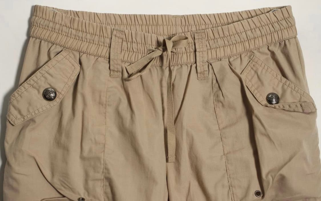 일본 빈티지 베이지 셔링 카프리 팬츠 모리 하구미 데일리 상품이미지2