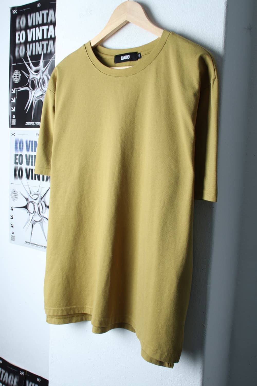 (XL-2XL) 엘무드 반팔 티셔츠 노랑 무지 놈코어-H30708 상품이미지1