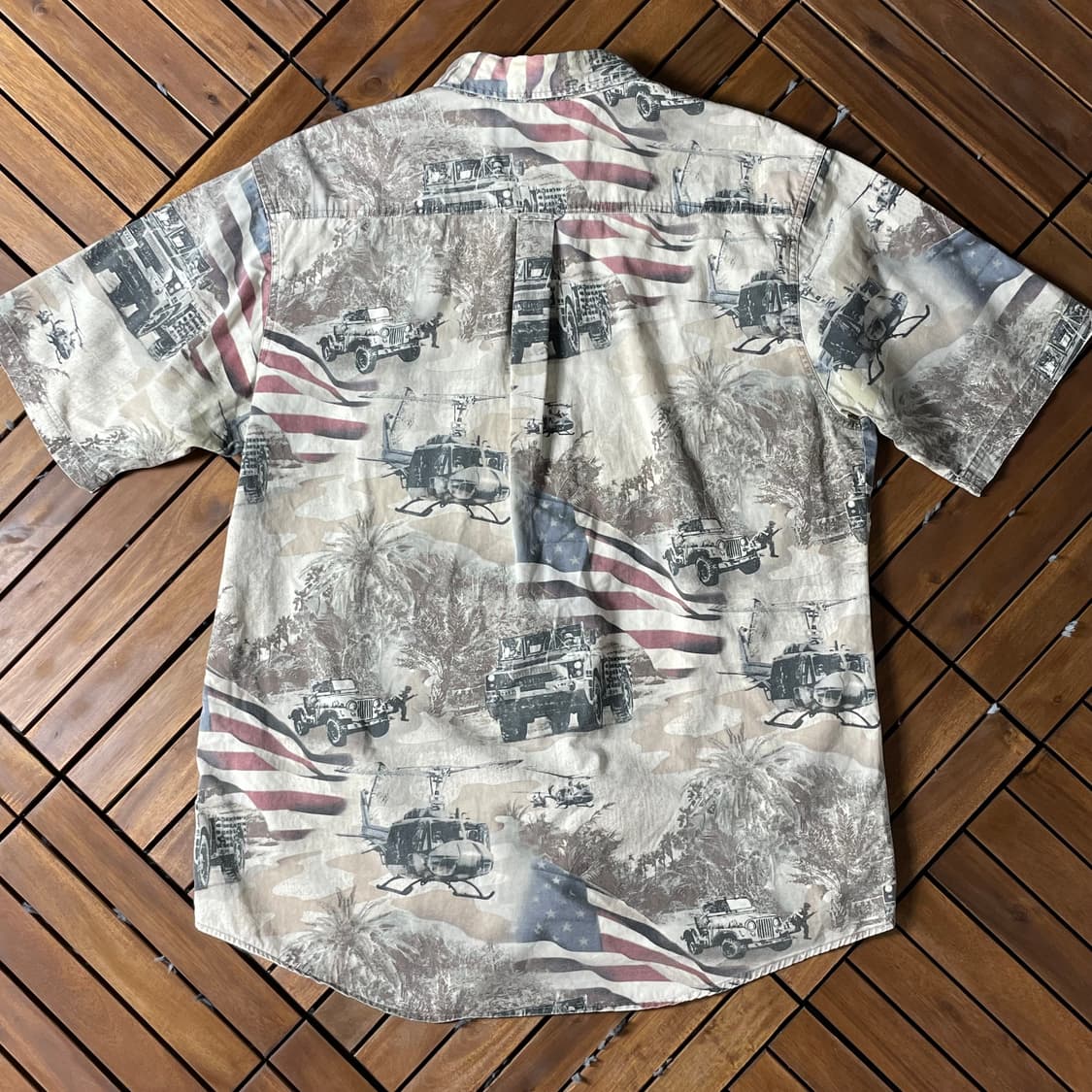 [XL]빈티지 성조기 USA아미 프린팅 반팔 셔츠 상품이미지8