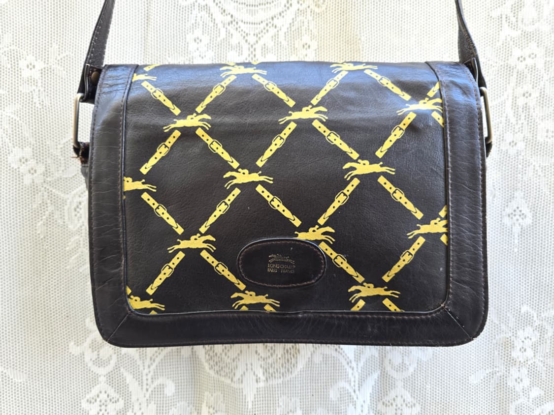 90s 롱샴 가죽 숄더 백 상품이미지2