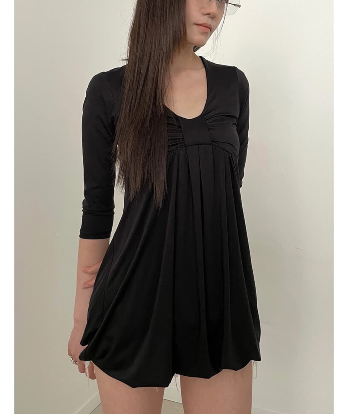 Satomiradio Ribbon drape jersey dress 상품이미지1