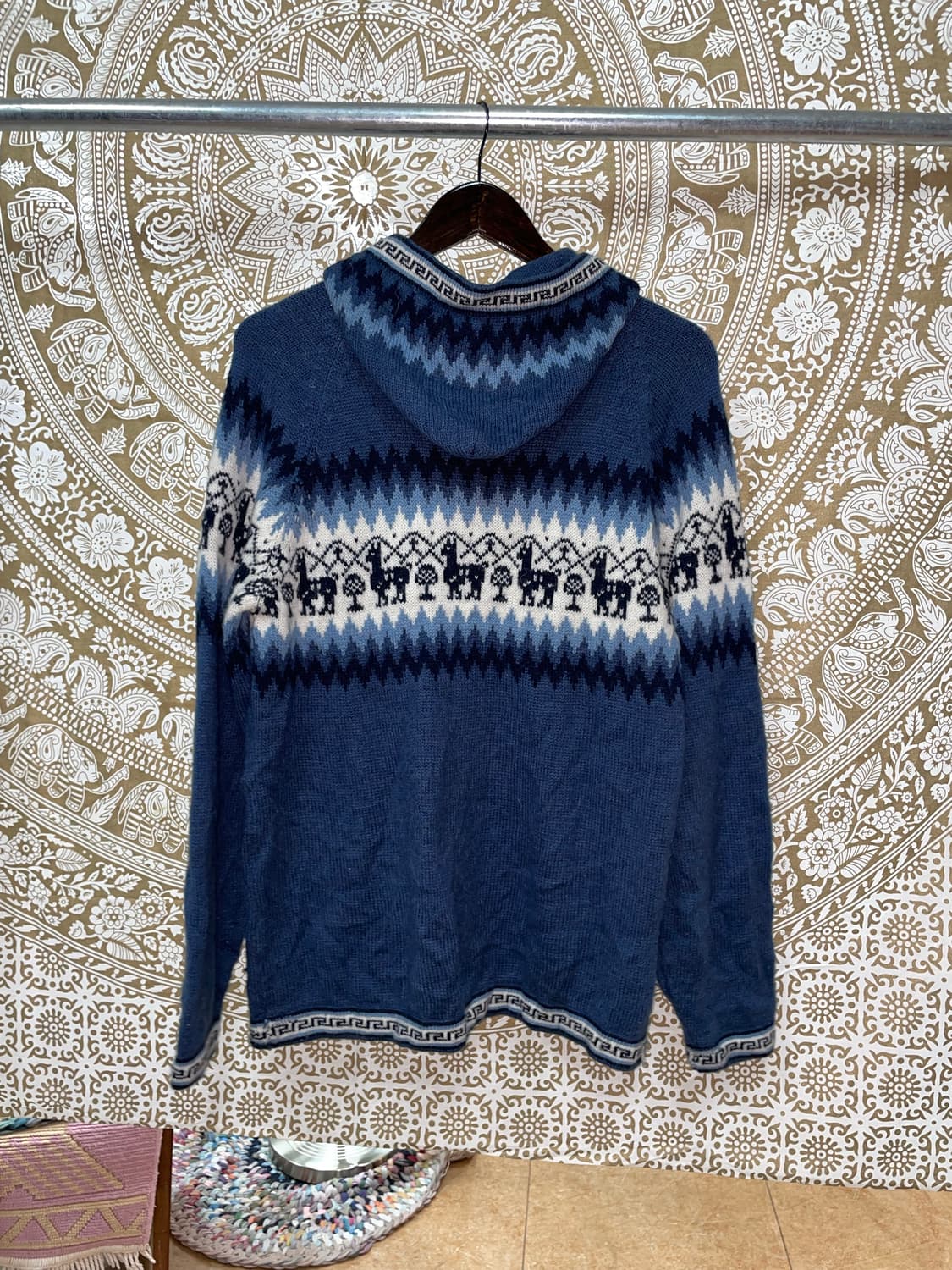 에스닉 패턴 니트 후드티  상품이미지5