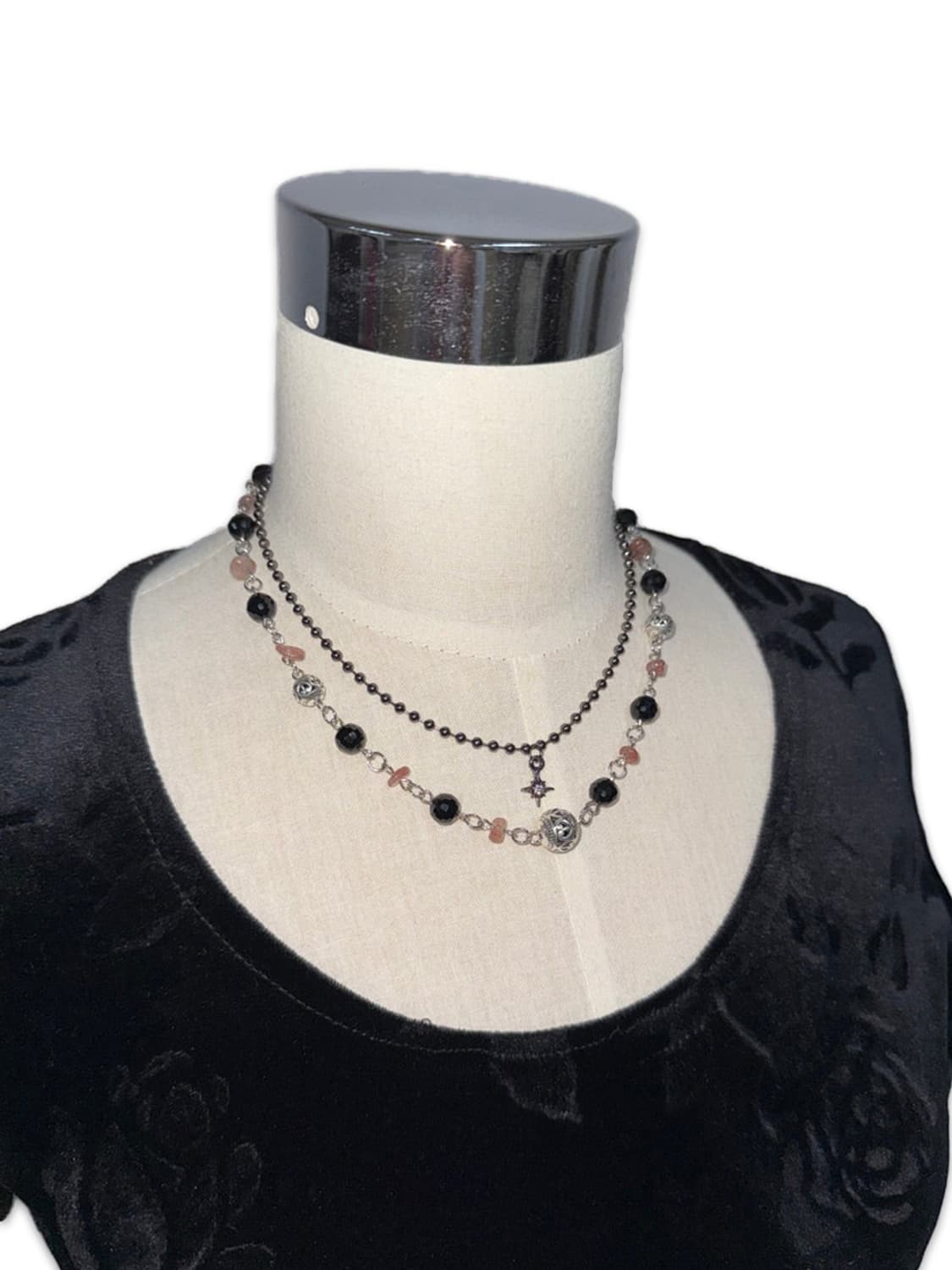 Vintage Stone Beads Layered Necklace 상품이미지2