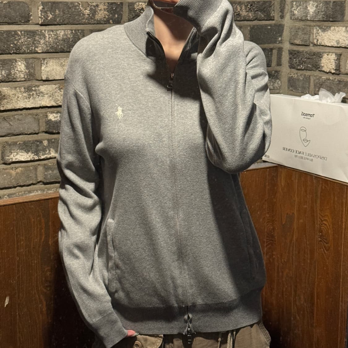 S) 폴로 랄프로렌 피마코튼 그레이 2way 집업 가디건 상품이미지9