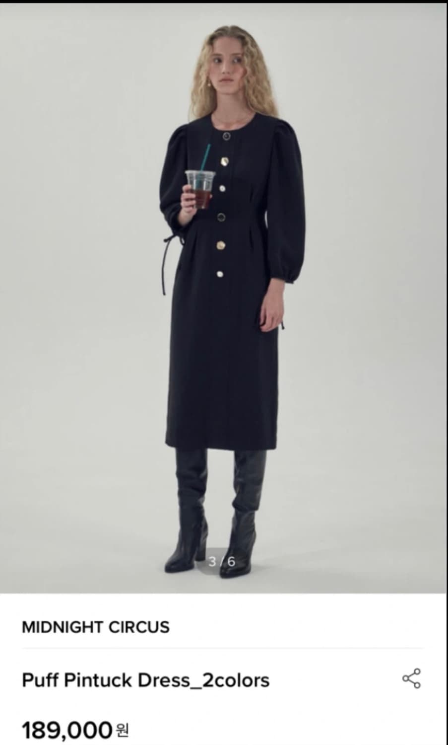 미드나잇서커스 퍼프 핀턱 원피스 (S) 상품이미지2