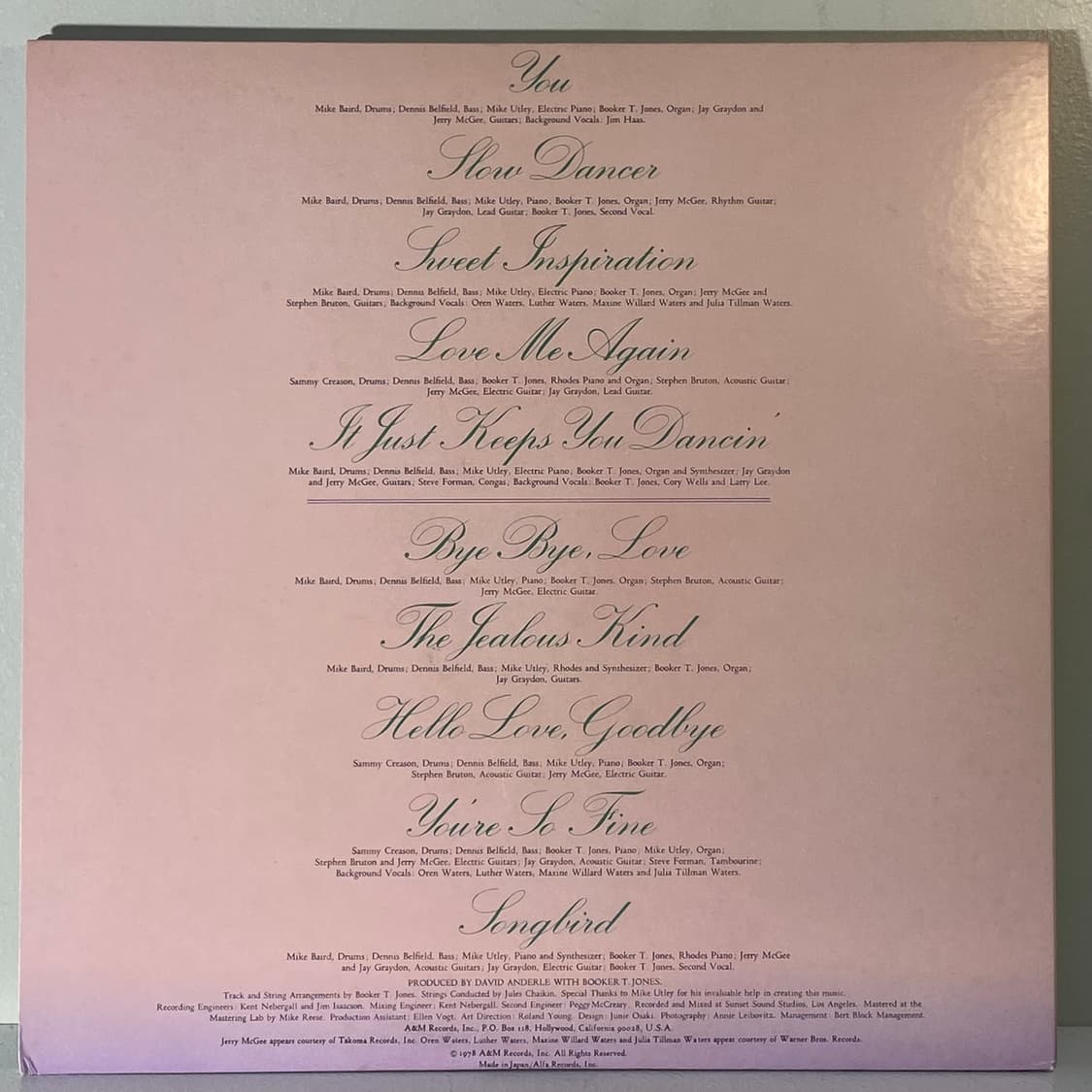 (중고LP-팝록) Rita Coolidge -'Love Me Again 상품이미지2