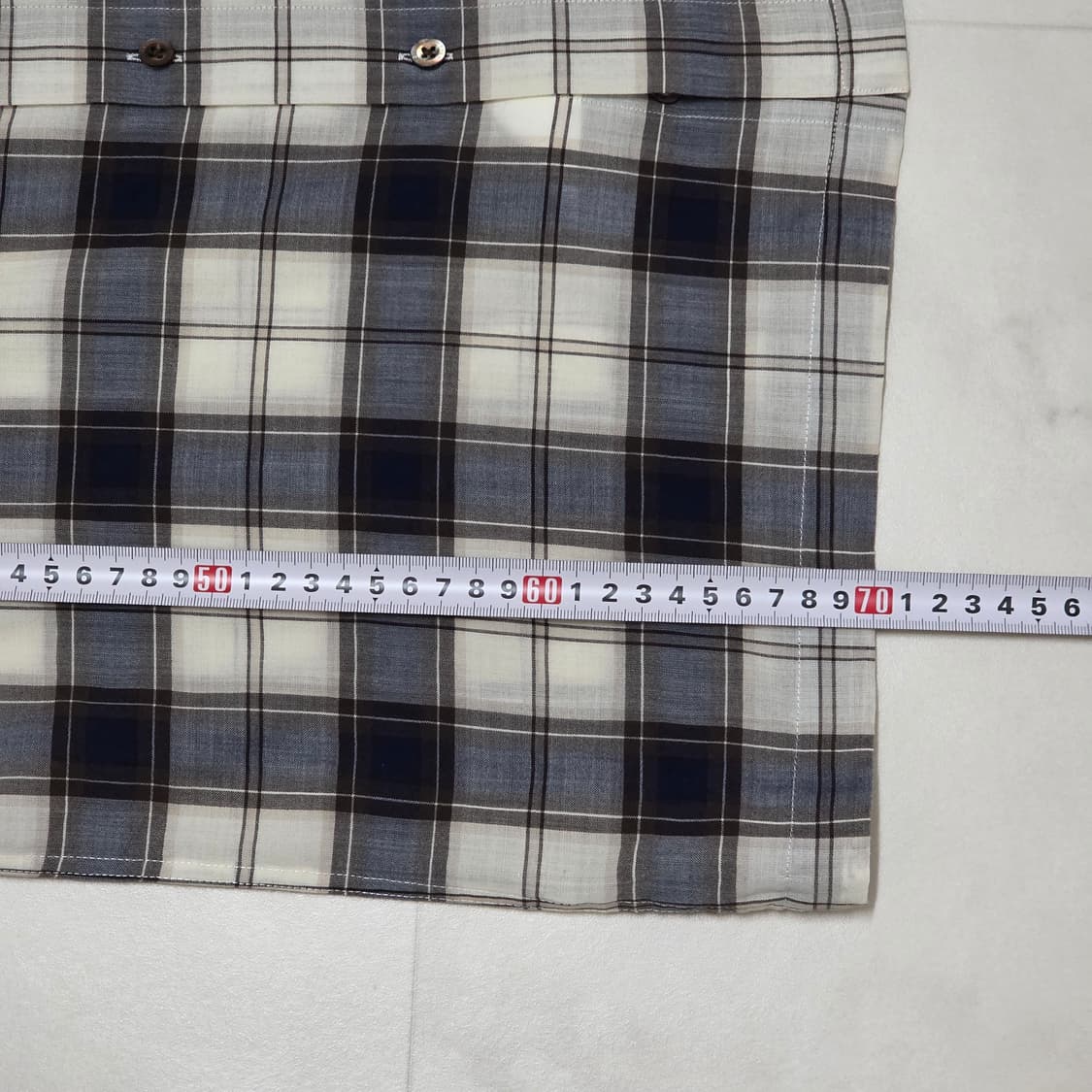 100 닥스 체크 반팔셔츠 네이비 아이보리 폴리 모 혼방 상품이미지6