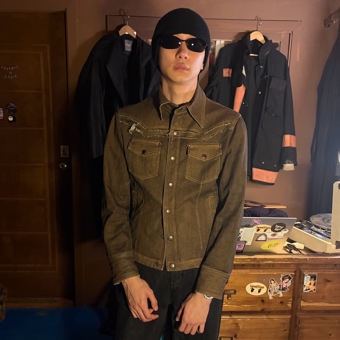 ELLE HOMME AGED BROWN TRUCKER JACKET 상품이미지5