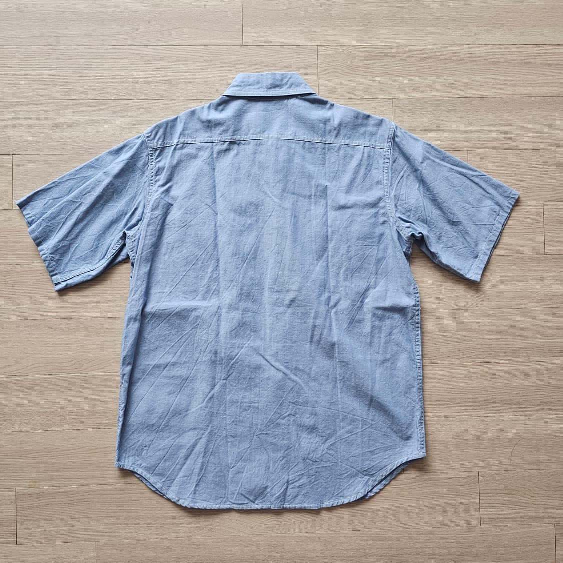 95 M ) 마린버튼 반팔 셔츠 연청 라이트블루 워싱 마린룩 상품이미지2